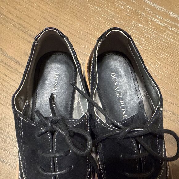 Donald Pliner Women's Black Loafer Wedge Size 6M Tandi Crinkle Patent Suede - Picture 3 of 9